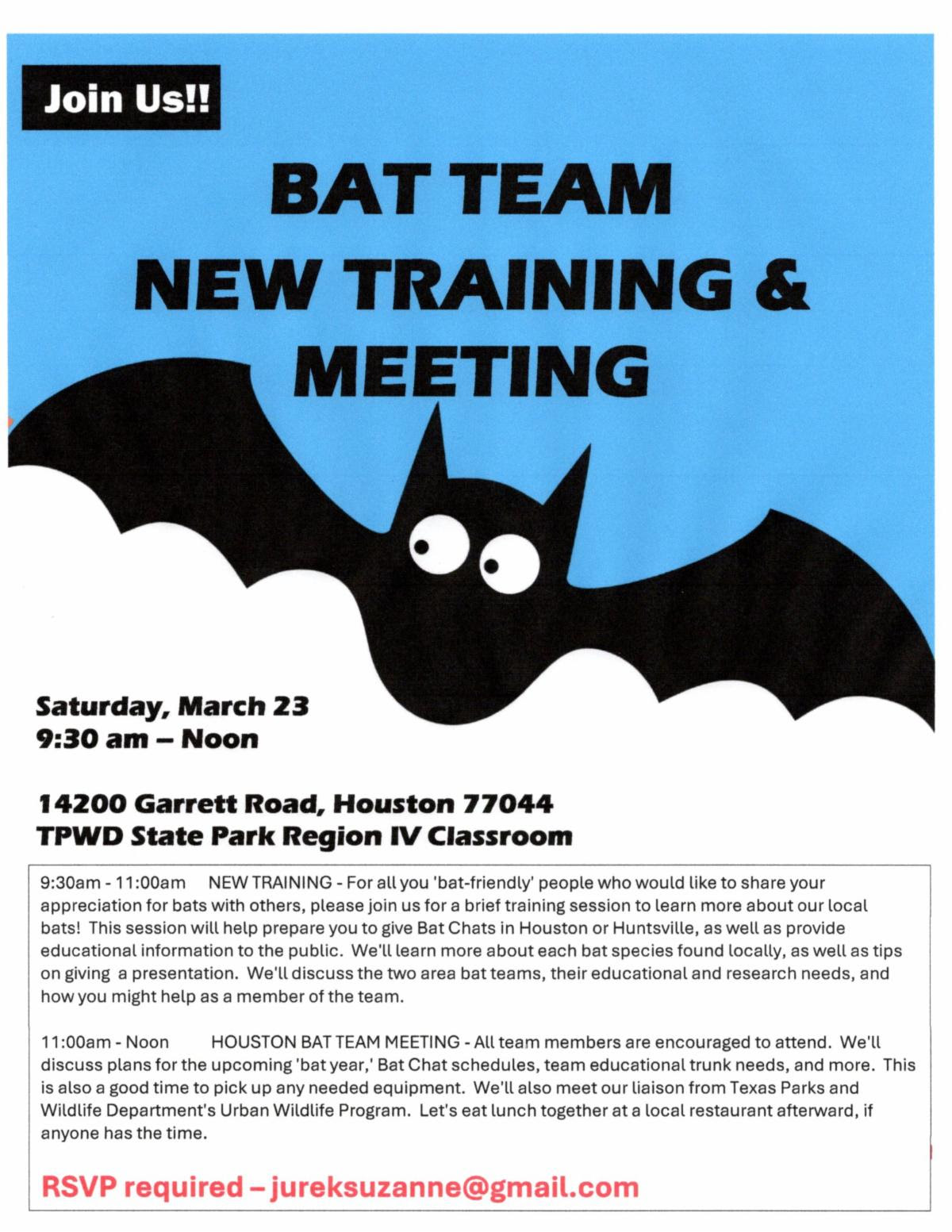 Bat Team training flyer