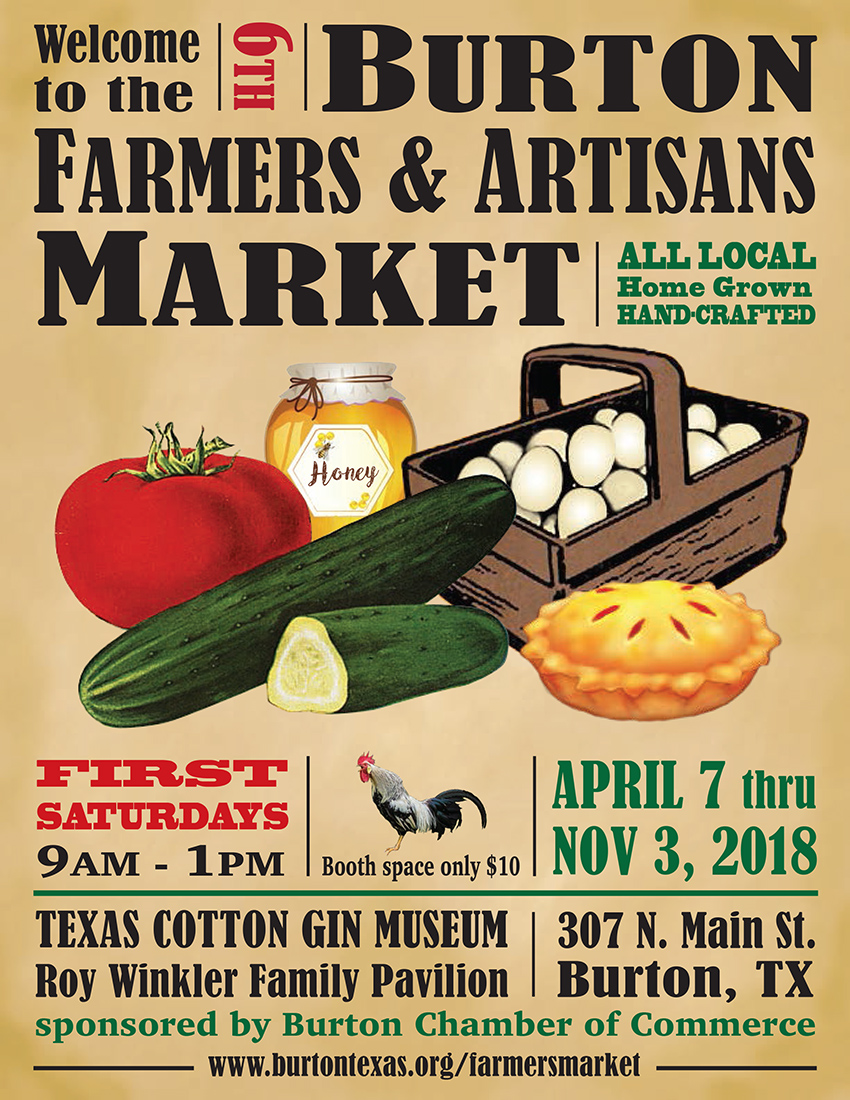Flyer containing dates and location of market