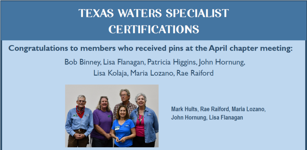 Texas WAters Specialist Certifications, May 2025
