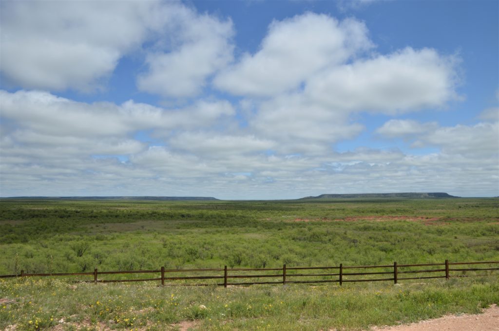 View of the Llano Estacado plains and open skies.