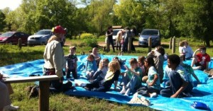 Chapter member Bill Brooks teaches a class on caving to a group of local home schooled children
