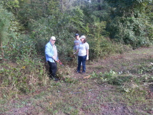 Hard at work removing invasive plants such as Johnson Grass.