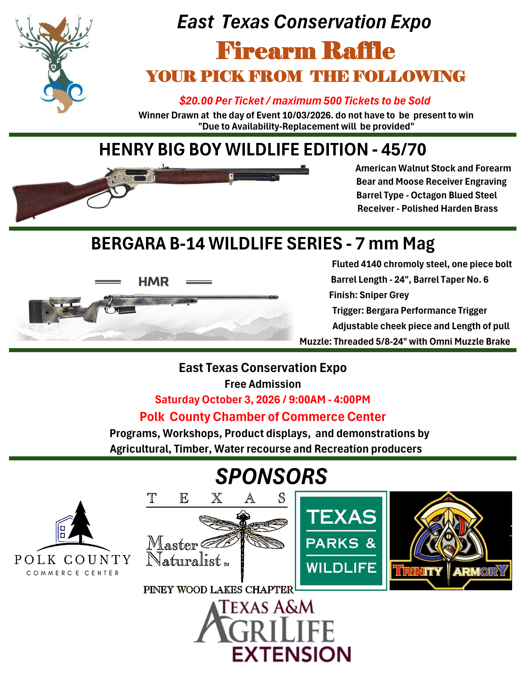 Firearm Raffle at East Texas Conservation Expo