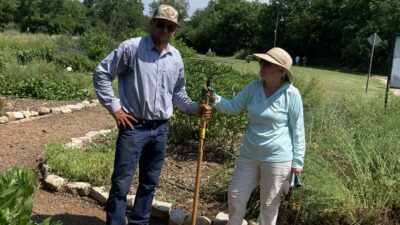 Tanga & Robert at the Bosque River Nature Center helping with the garden
