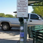 Newly-installed monofilament recycling bin installed at Lake Arrowhead as part of the Chapter project