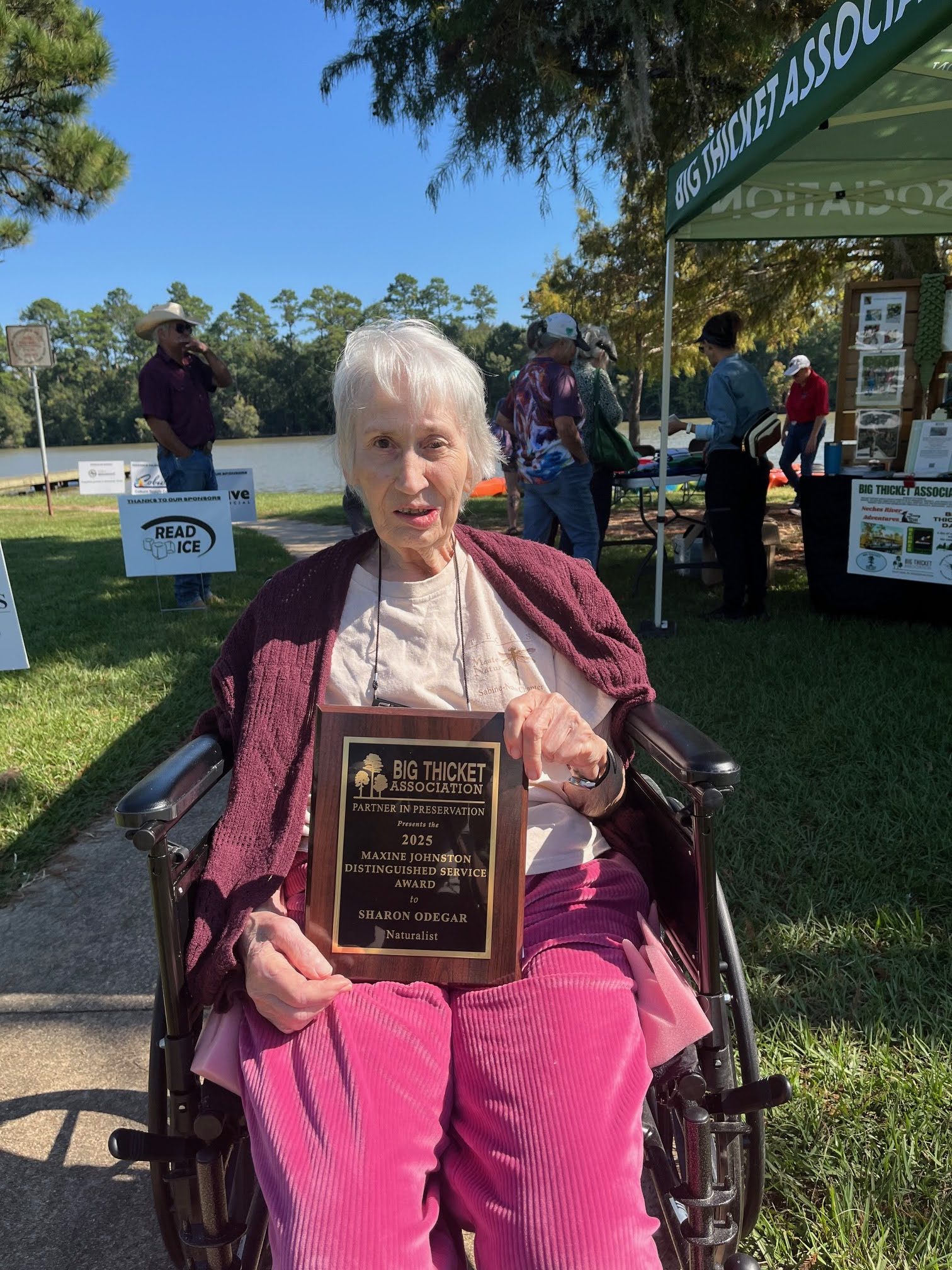 Sharon 1 (1)-scaled Image of Sharon Odegar after receiving the 2025 Maxine Johnston Distinguished Service Award from the Big Thicket Association