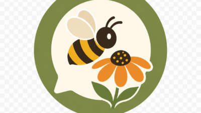 An image of a bee on a flower is used as the chat bot logo